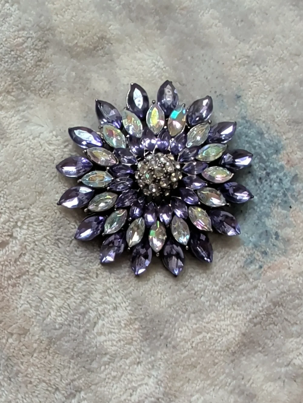 Vintage Purple Crystal Floral Brooch Pin - Premium Costume Jewelry 2